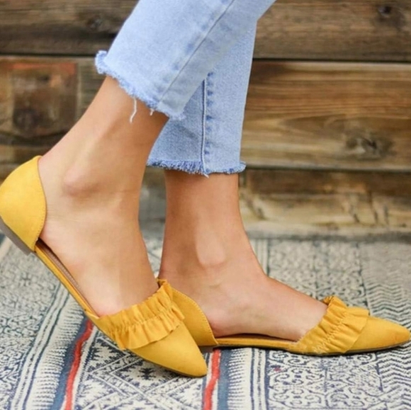 Sole Society Shoes - Sole Society Rosalind Mustard Yellow D'Orsay Flats